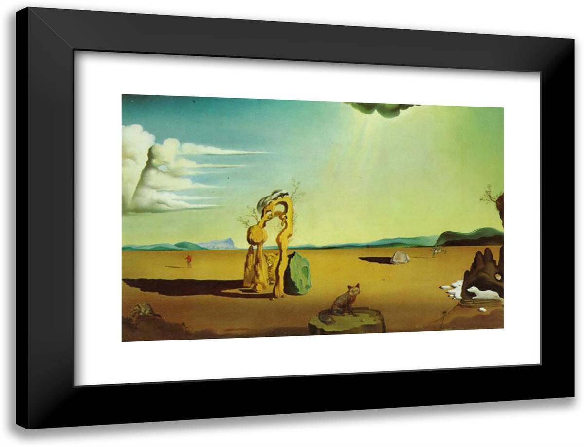 Nude in the Desert Landscape 24x18 Black Modern Wood Framed Art Print Poster by Dali, Salvador