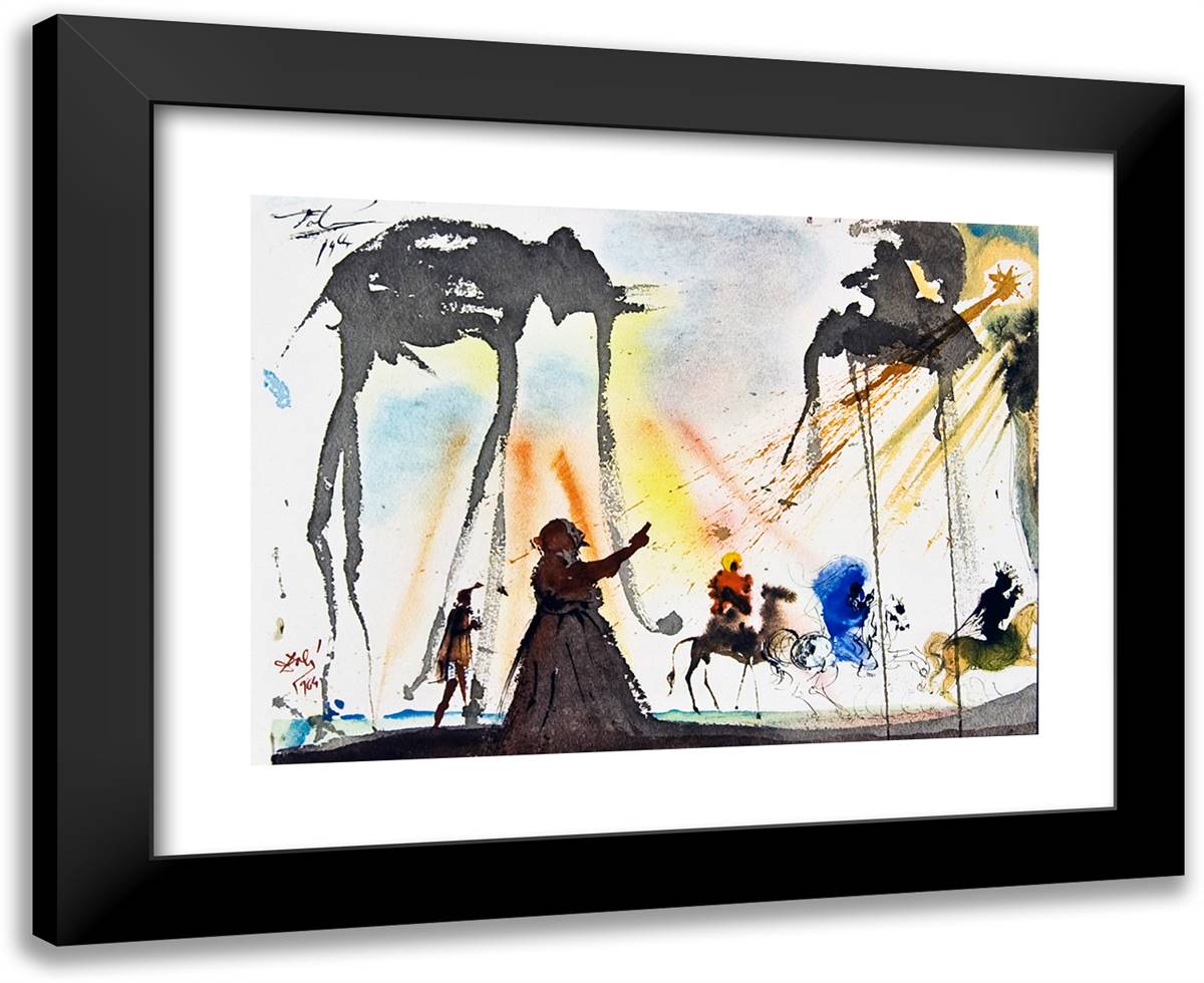 Omnes De Saba Venient 24x20 Black Modern Wood Framed Art Print Poster by Dali, Salvador