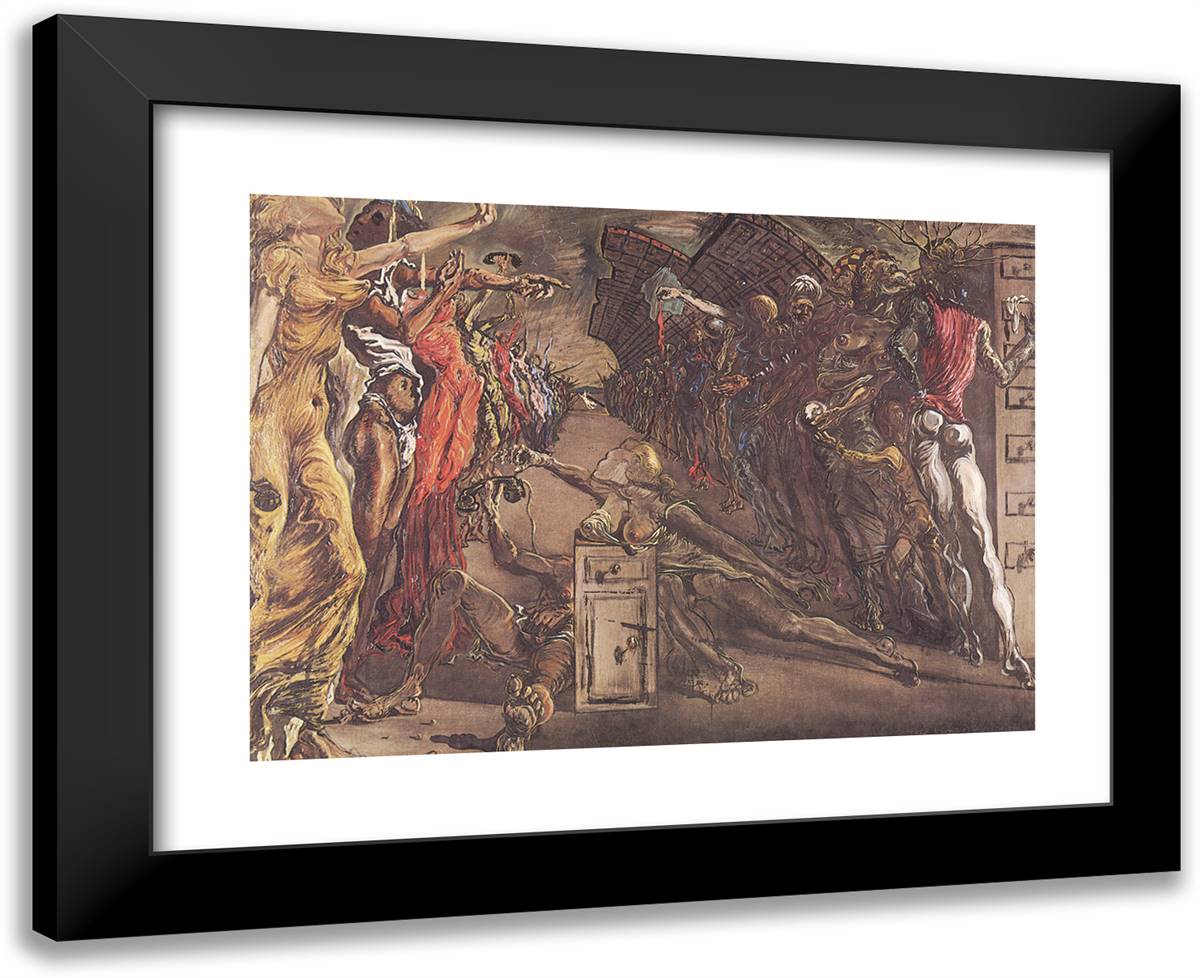 Palladio's Corridor of Dramatic Surprise 24x20 Black Modern Wood Framed Art Print Poster by Dali, Salvador
