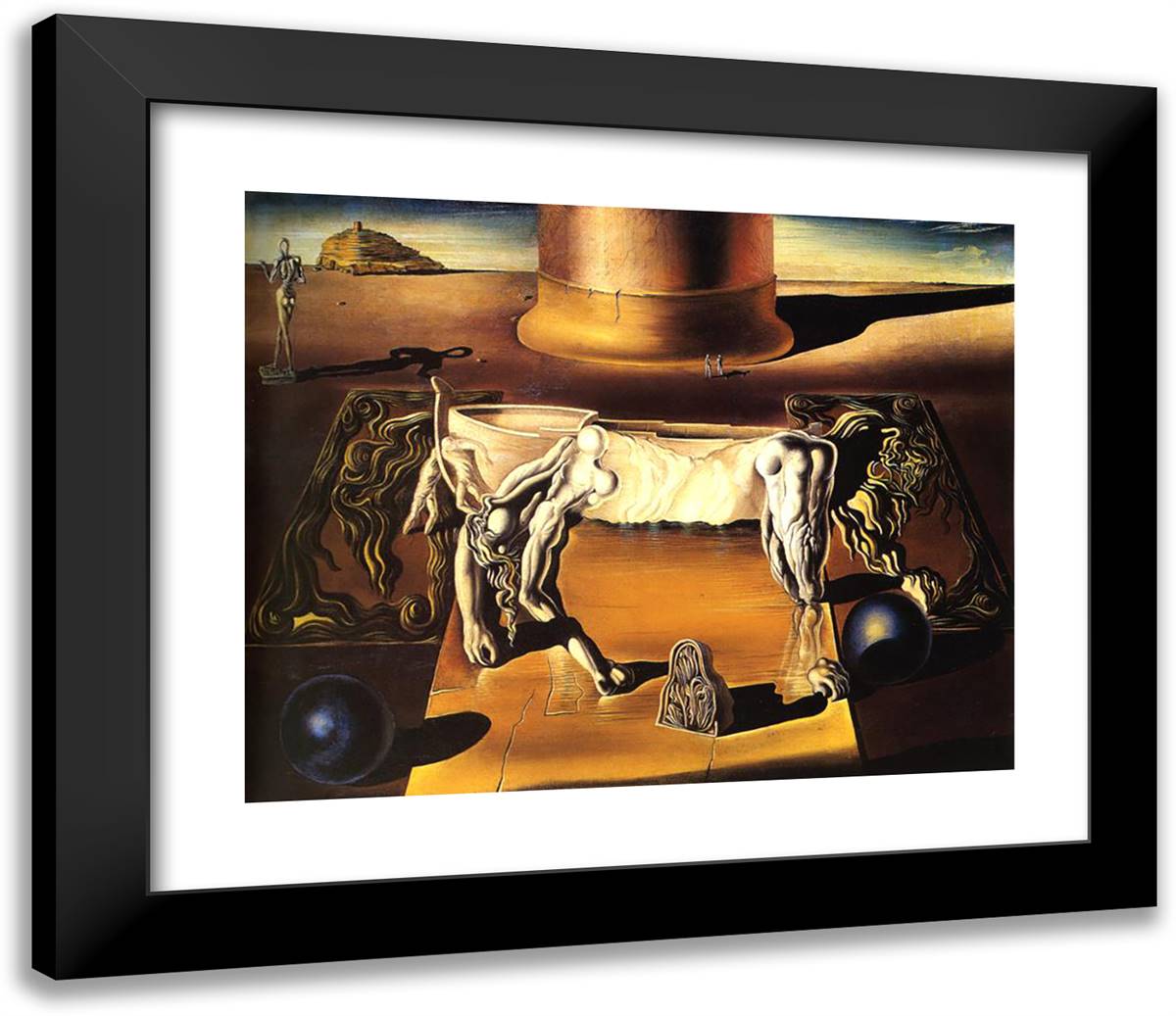 Paranoiac Woman-Horse (Invisible Sleeping Woman, Lion, Horse) 23x20 Black Modern Wood Framed Art Print Poster by Dali, Salvador
