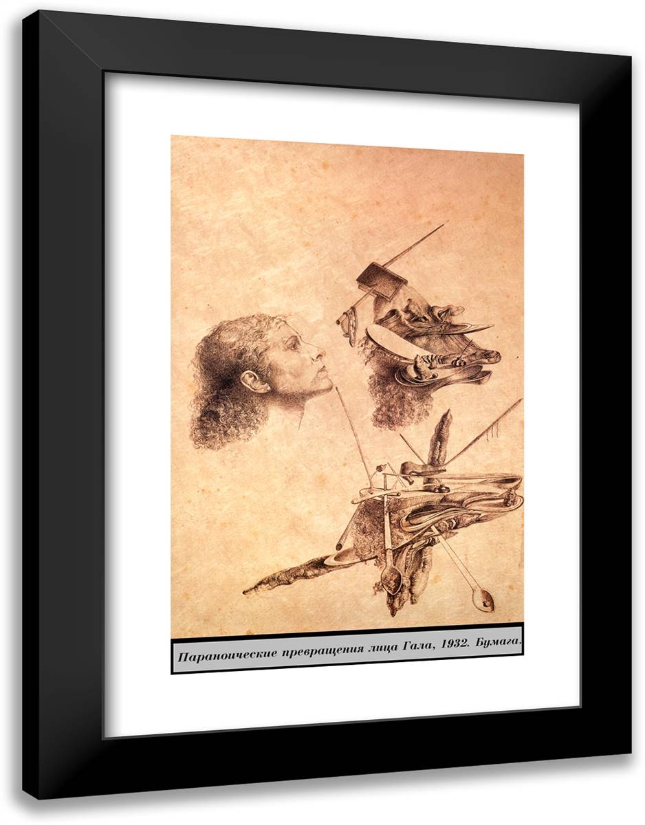 Paranoic Metamorphosis of Gala's Face 18x24 Black Modern Wood Framed Art Print Poster by Dali, Salvador