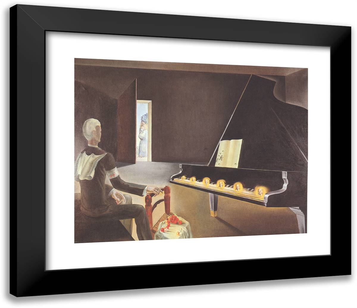Partial Hallucination Six Apparitions of Lenin on a Piano 23x20 Black Modern Wood Framed Art Print Poster by Dali, Salvador