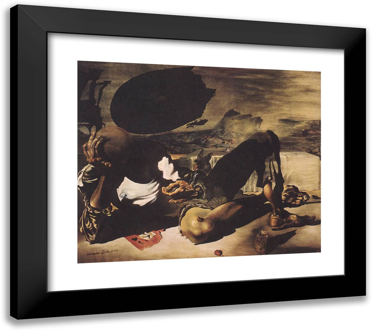 Philosopher Illuminated by the Light of the Moon and the Setting Sun 22x20 Black Modern Wood Framed Art Print Poster by Dali, Salvador