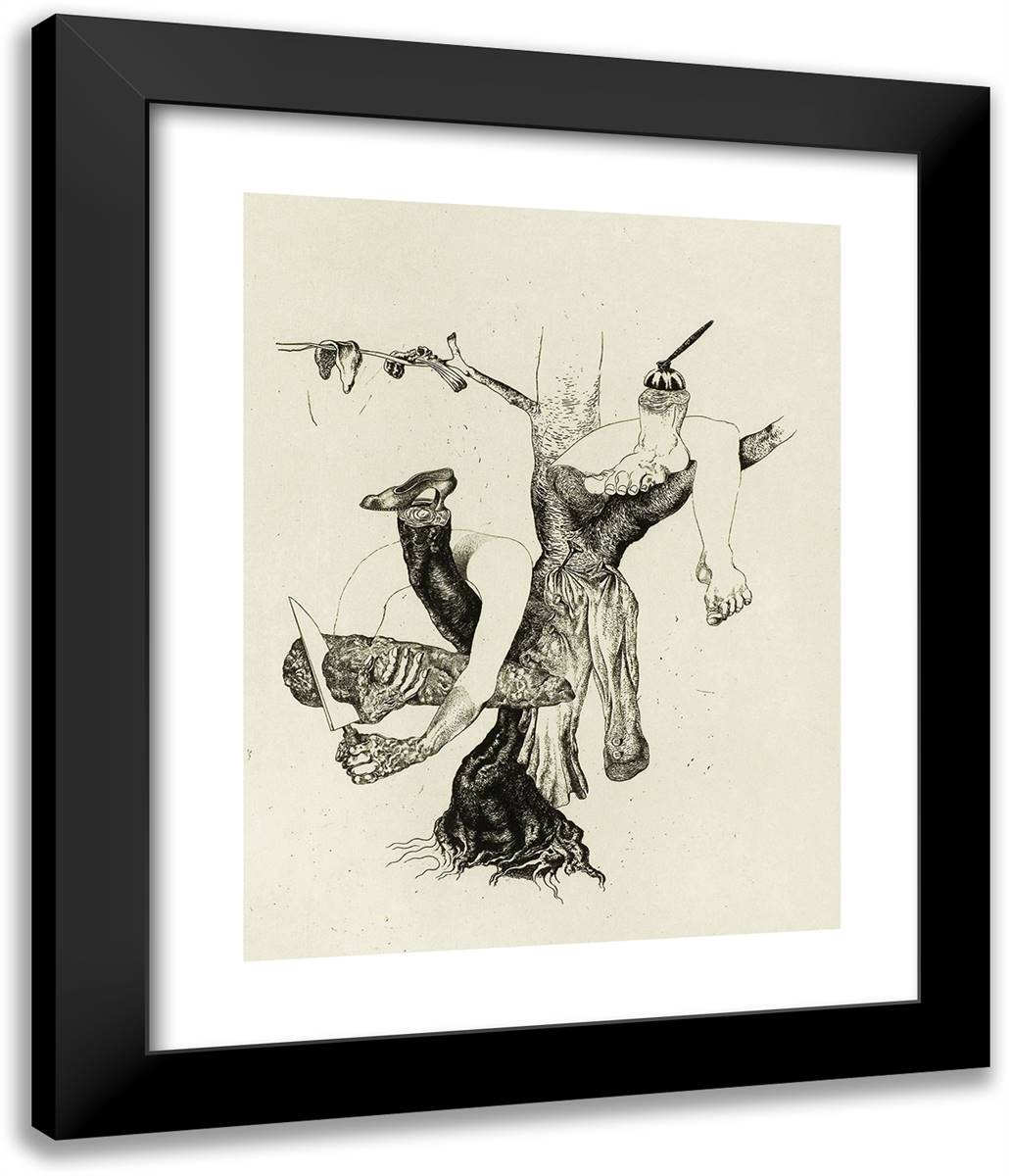 Plate Nineteen, from Les Chants De Maldoror 20x24 Black Modern Wood Framed Art Print Poster by Dali, Salvador