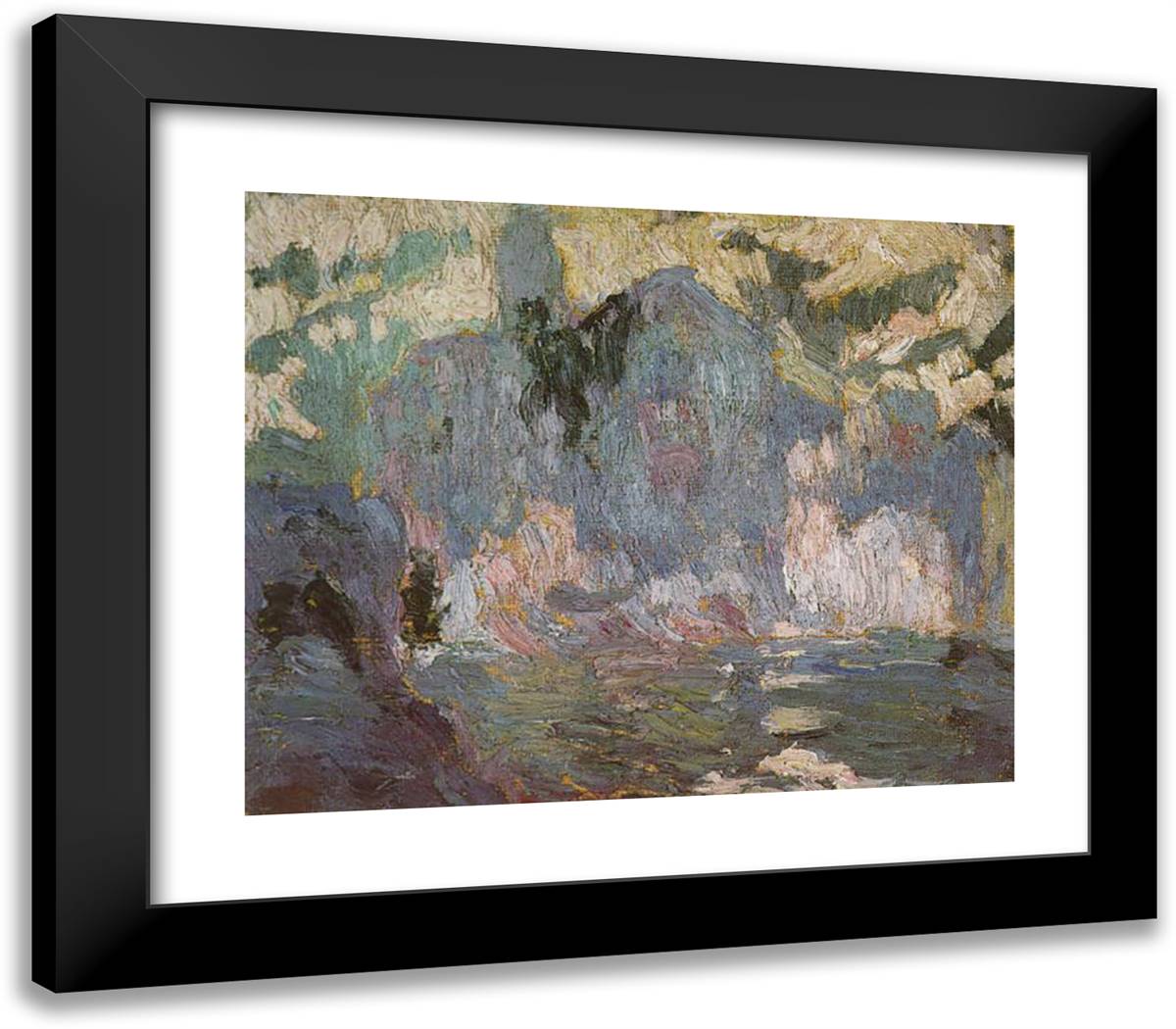 Playa Port Alguer from Riba D'En Pitxo 23x20 Black Modern Wood Framed Art Print Poster by Dali, Salvador