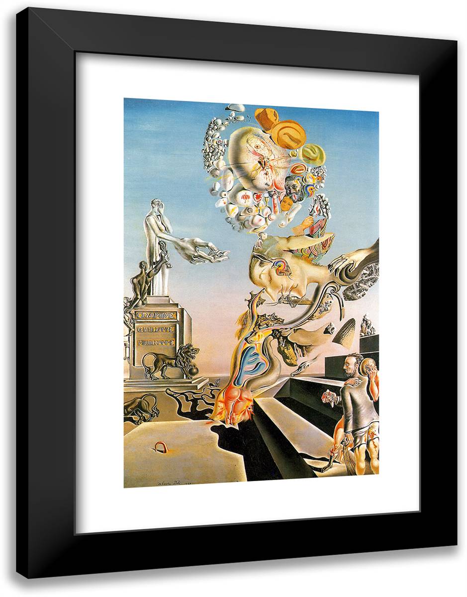 Playing in the Dark 18x24 Black Modern Wood Framed Art Print Poster by Dali, Salvador