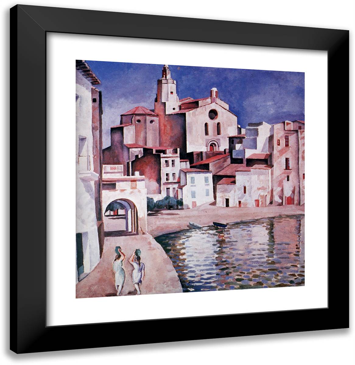 Port Alguer 20x21 Black Modern Wood Framed Art Print Poster by Dali, Salvador
