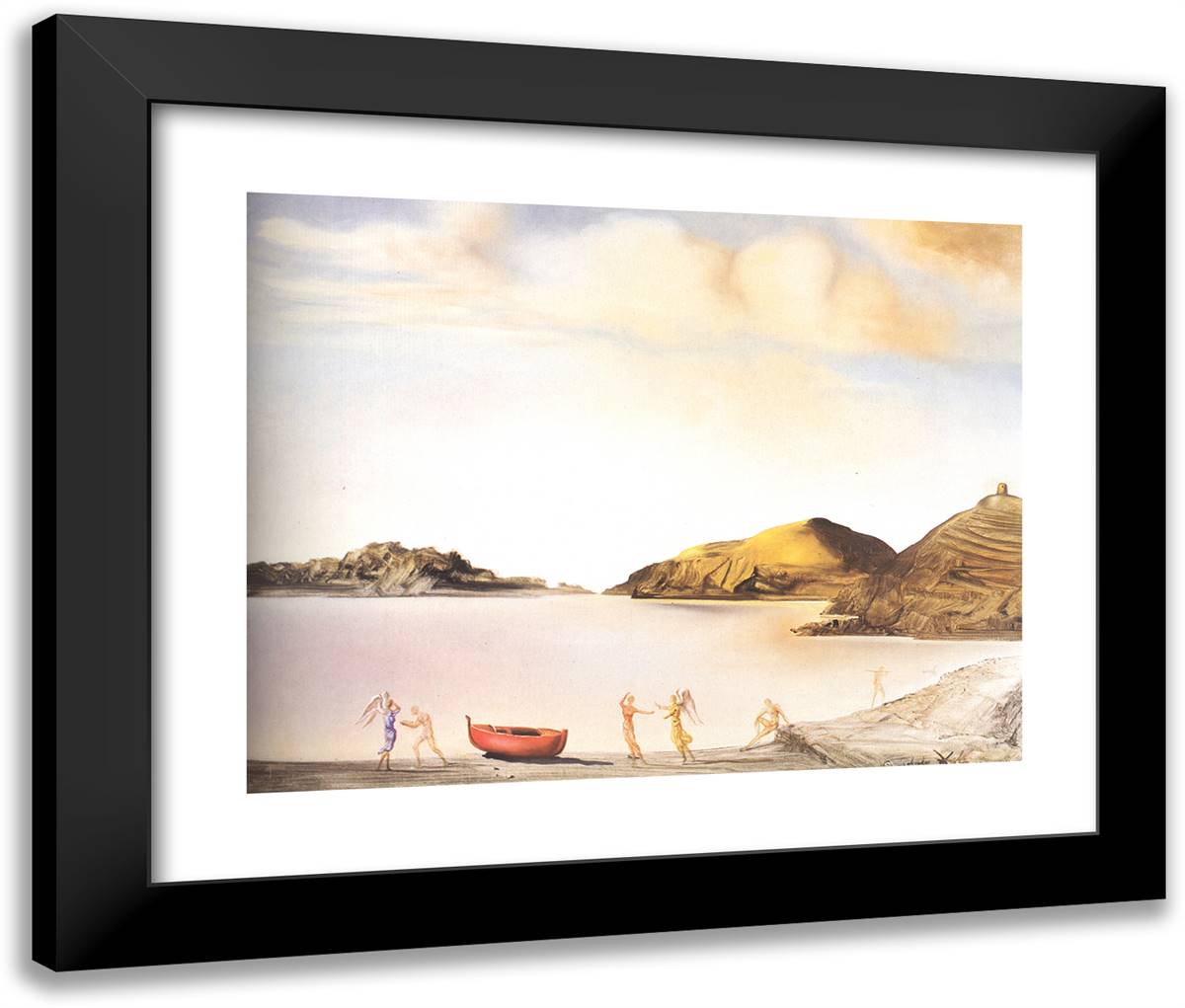 Port Lligat at Sunset 24x20 Black Modern Wood Framed Art Print Poster by Dali, Salvador