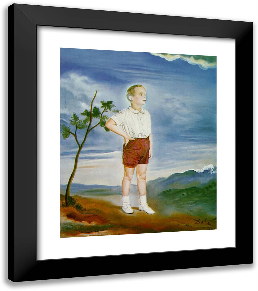 Portrait of a Child (Unfinished) 20x23 Black Modern Wood Framed Art Print Poster by Dali, Salvador
