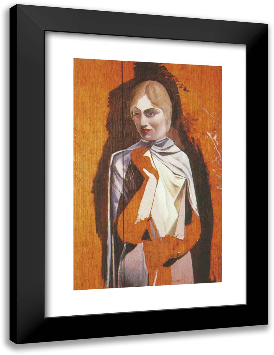 Portrait of a Woman, (Unfinished) 18x24 Black Modern Wood Framed Art Print Poster by Dali, Salvador