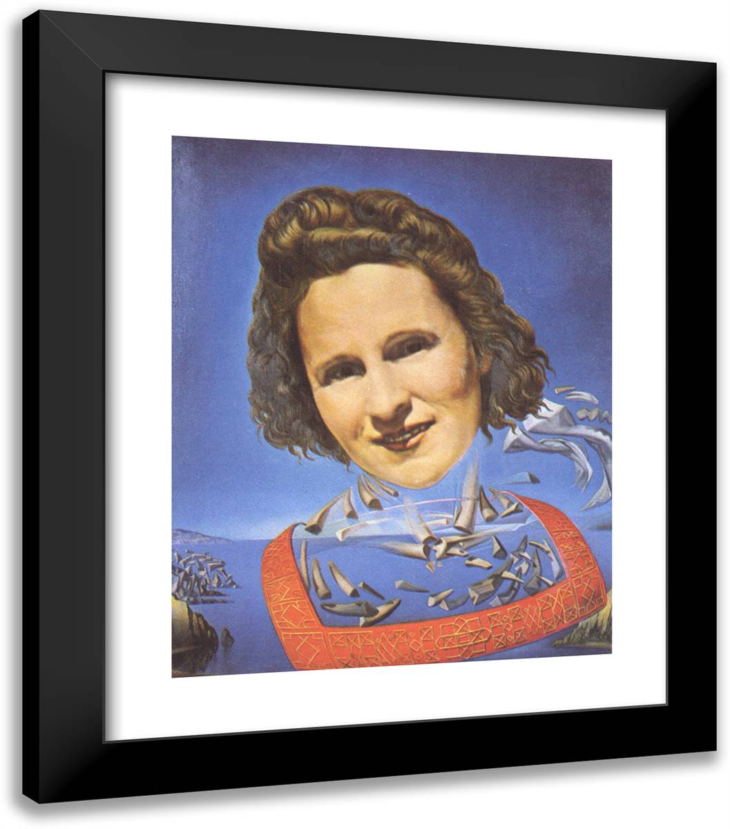 Portrait of Gala with Rhinocerotic Symptoms 20x23 Black Modern Wood Framed Art Print Poster by Dali, Salvador