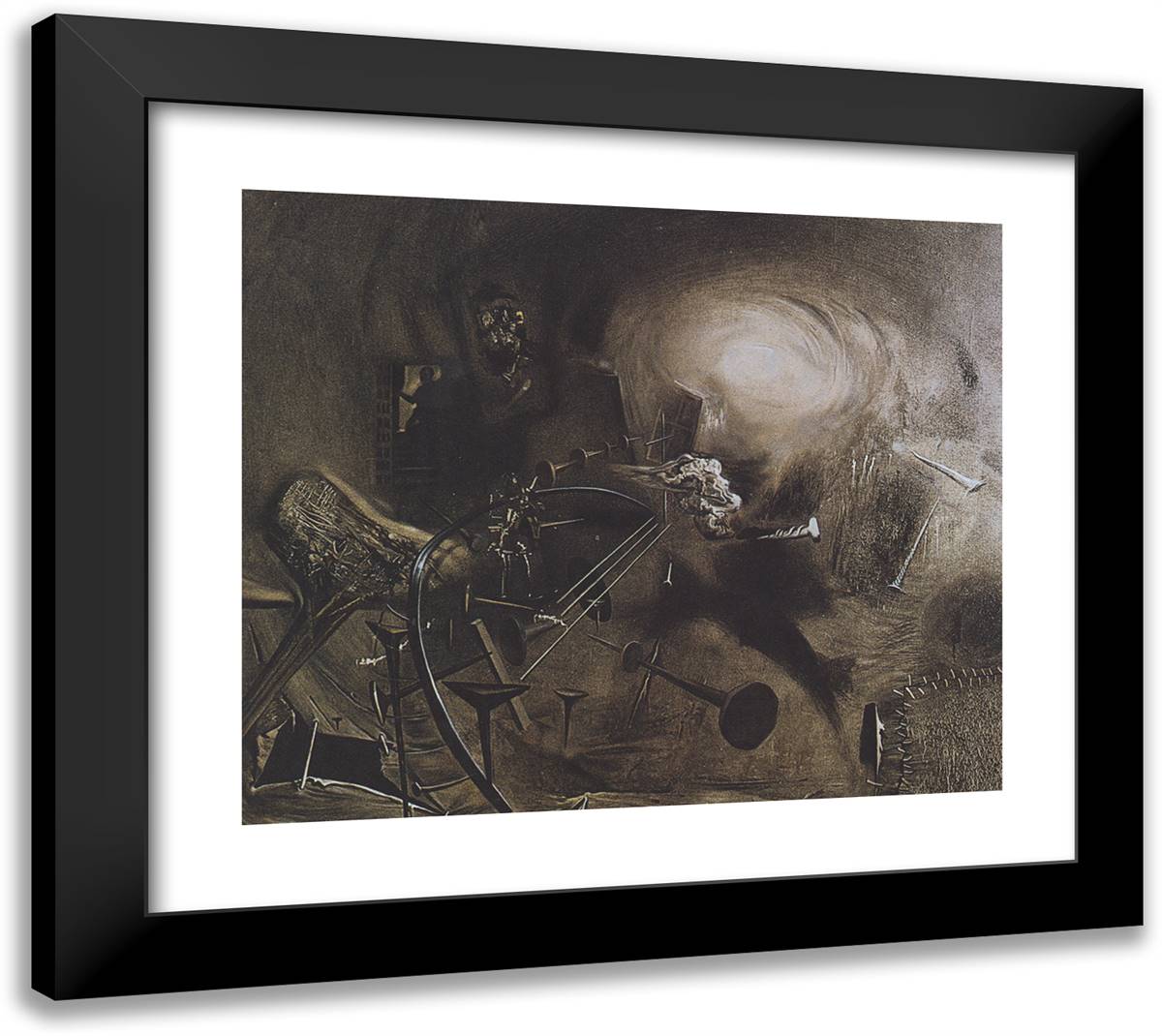 Portrait of Juan De Pareja Repairing a String of His Mandolin 22x20 Black Modern Wood Framed Art Print Poster by Dali, Salvador