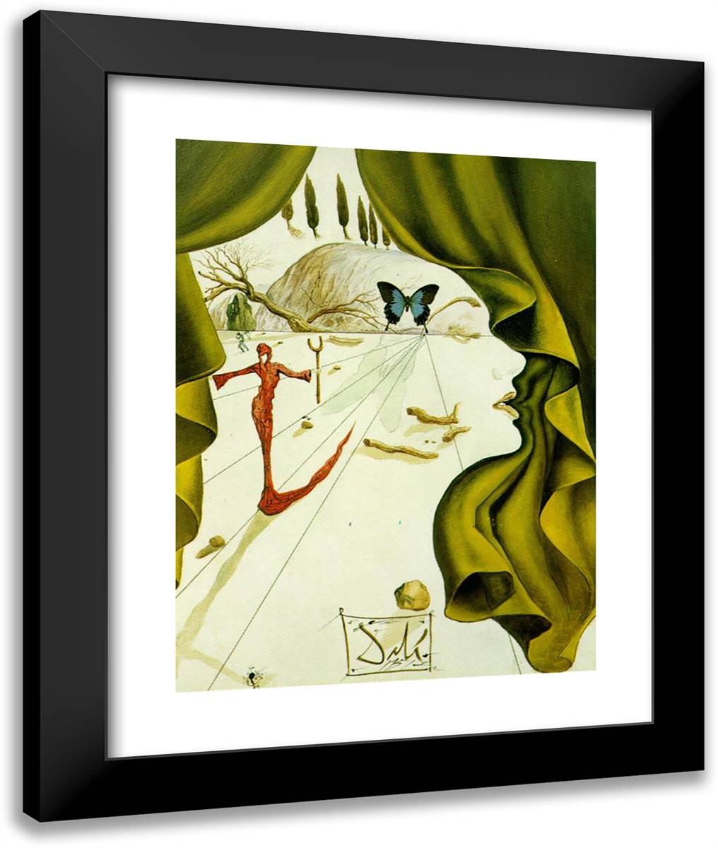 Portrait of Katharina Cornell 20x24 Black Modern Wood Framed Art Print Poster by Dali, Salvador