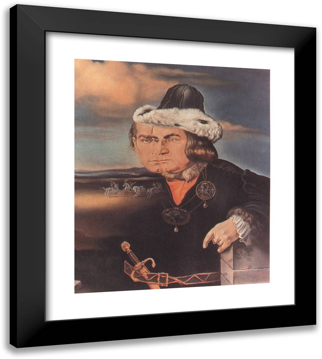 Portrait of Laurence Olivier in the Role of Richard III 20x23 Black Modern Wood Framed Art Print Poster by Dali, Salvador