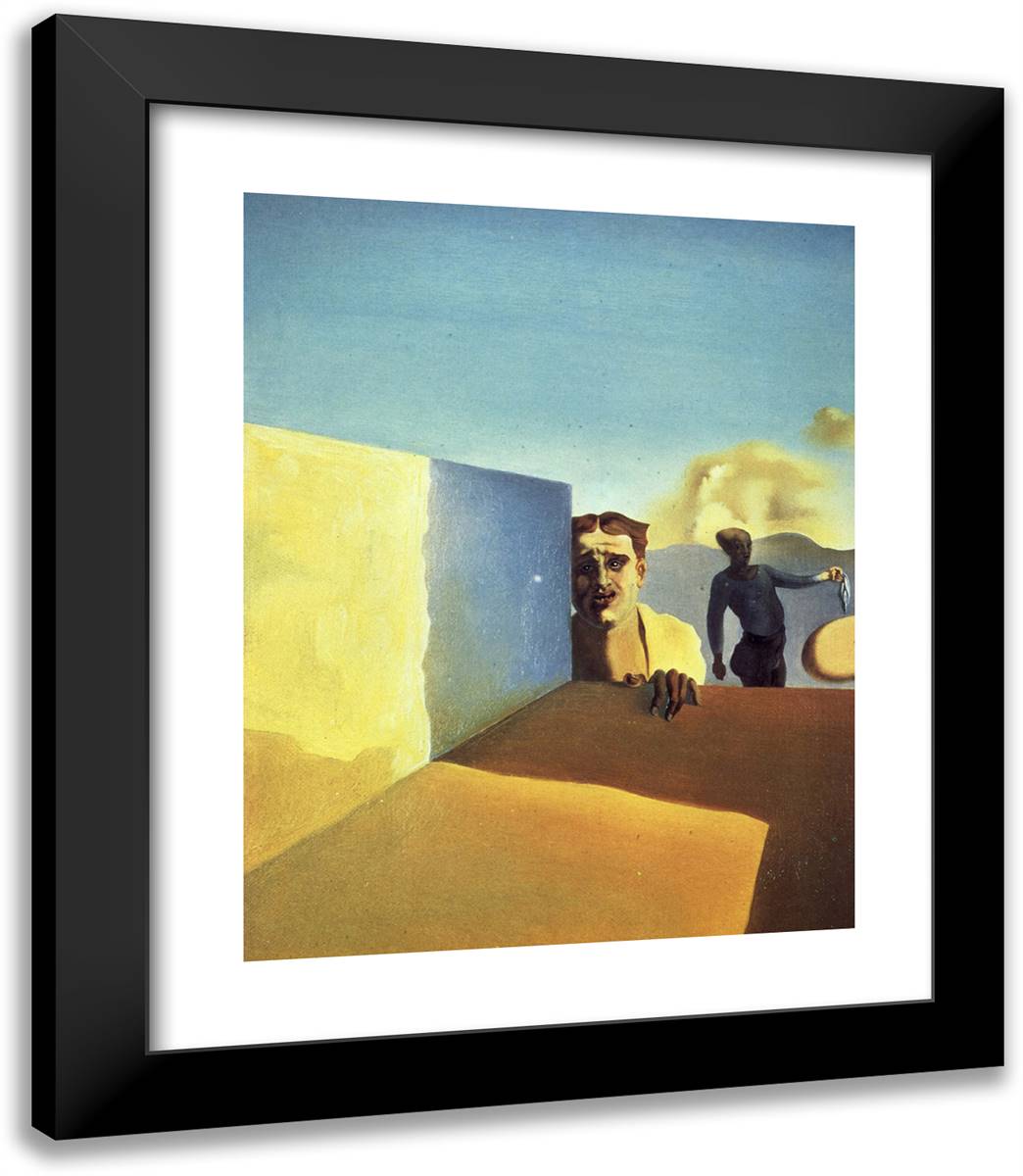 Sad Barber of Good Times Cruelty 20x23 Black Modern Wood Framed Art Print Poster by Dali, Salvador