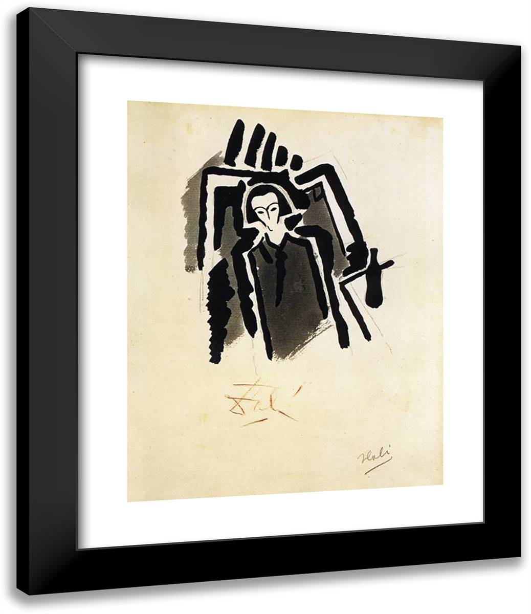 Self-Potrait 20x24 Black Modern Wood Framed Art Print Poster by Dali, Salvador