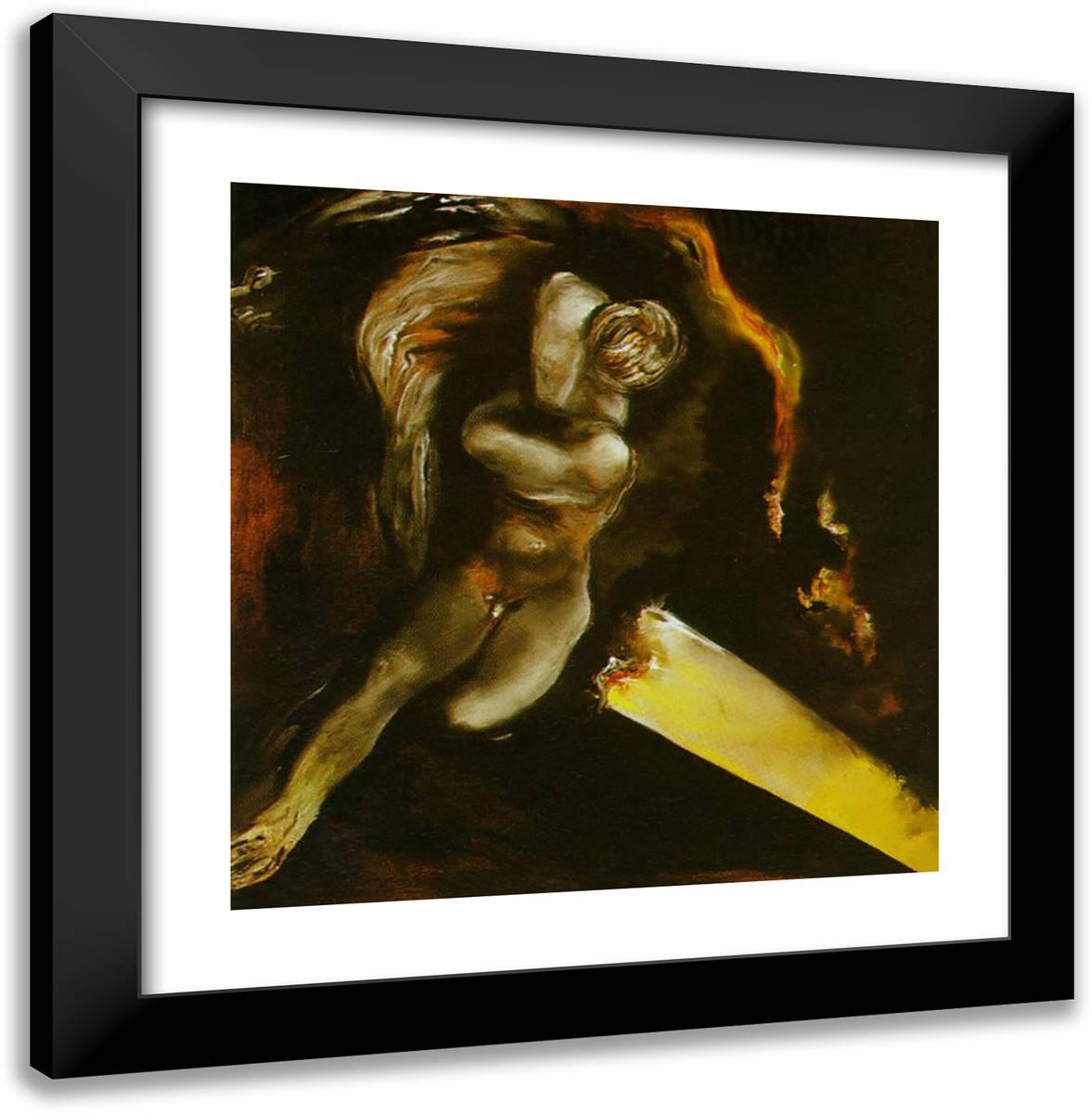 Sleeping Young Narcissus 20x20 Black Modern Wood Framed Art Print Poster by Dali, Salvador