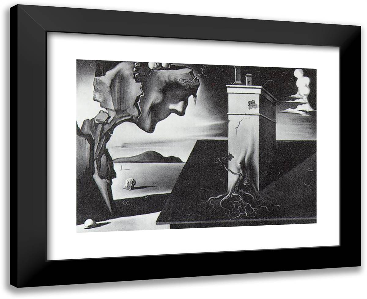 Spellbound 24x20 Black Modern Wood Framed Art Print Poster by Dali, Salvador