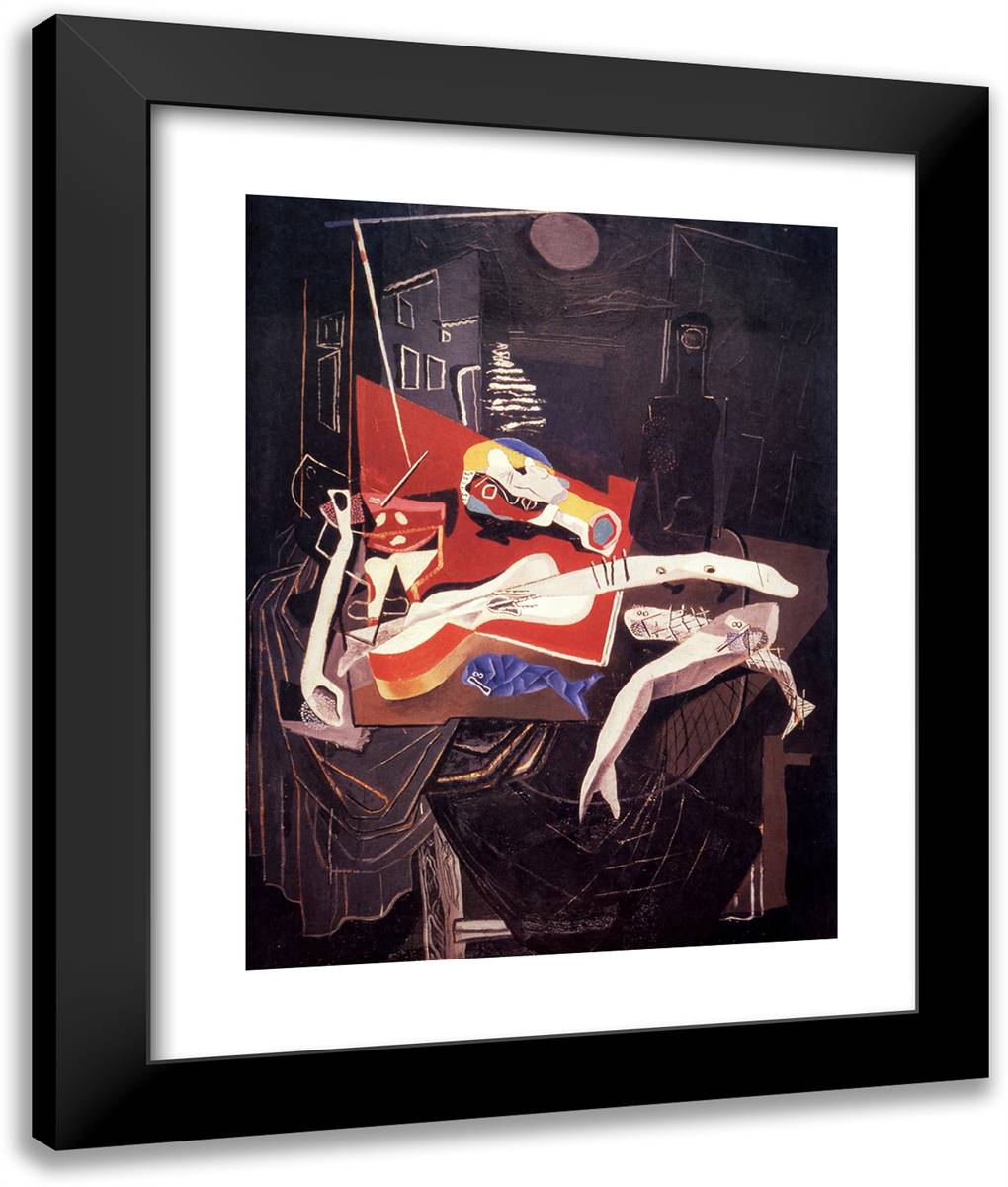 Still Life by Moonlight 20x24 Black Modern Wood Framed Art Print Poster by Dali, Salvador