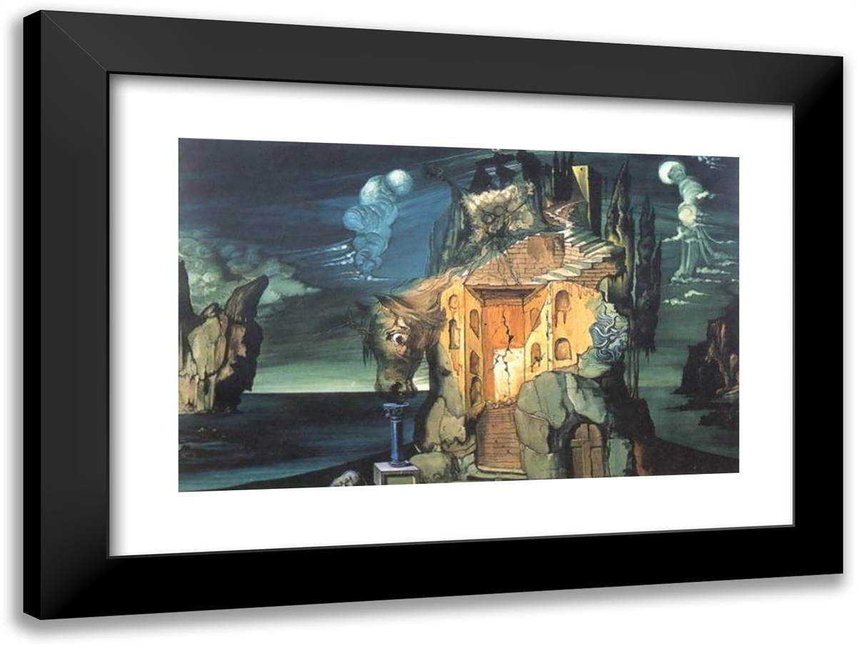 Study for the Backdrop of 'Mad Tristan' (Act II) 24x18 Black Modern Wood Framed Art Print Poster by Dali, Salvador