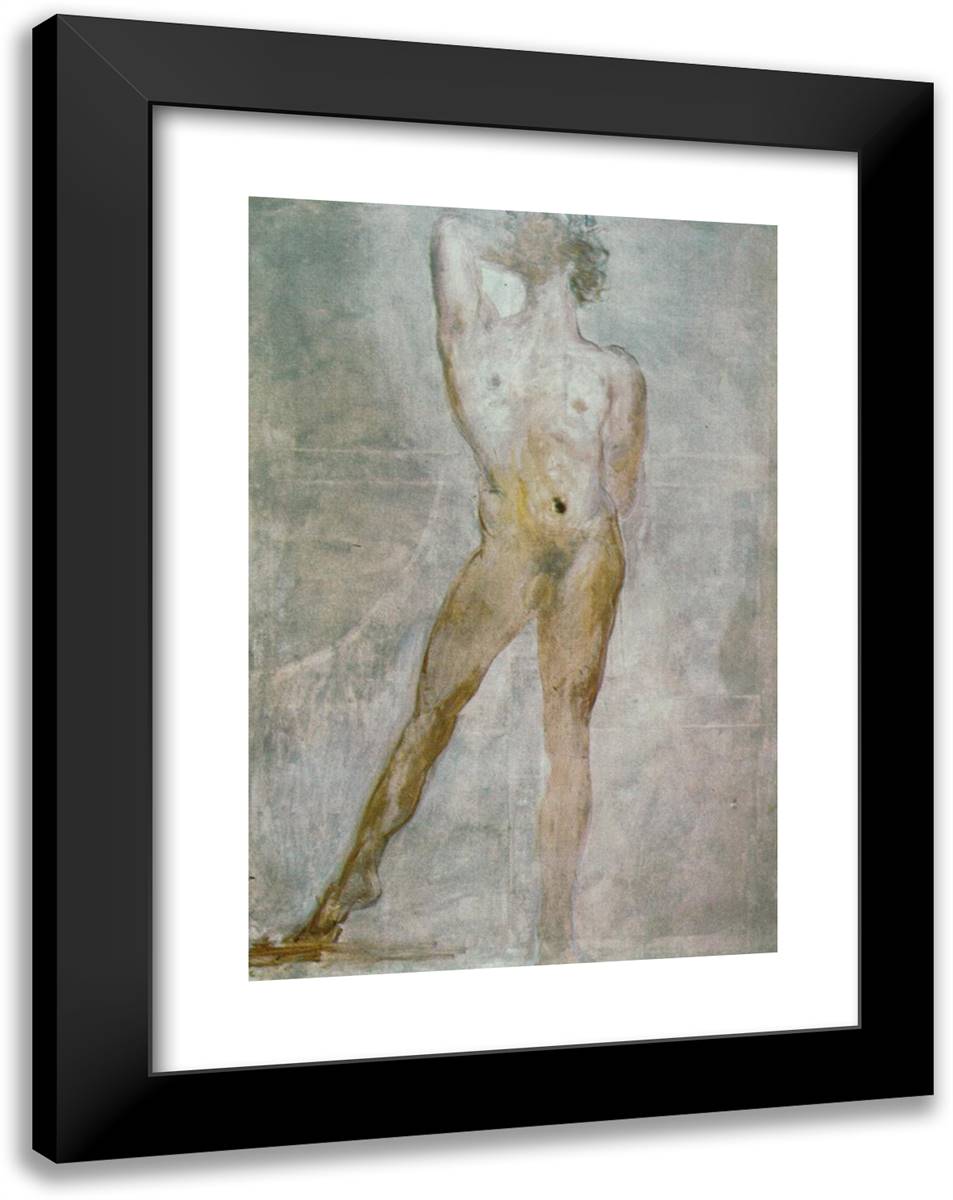 Study of a Male Nude - Saint Sebastian 18x24 Black Modern Wood Framed Art Print Poster by Dali, Salvador