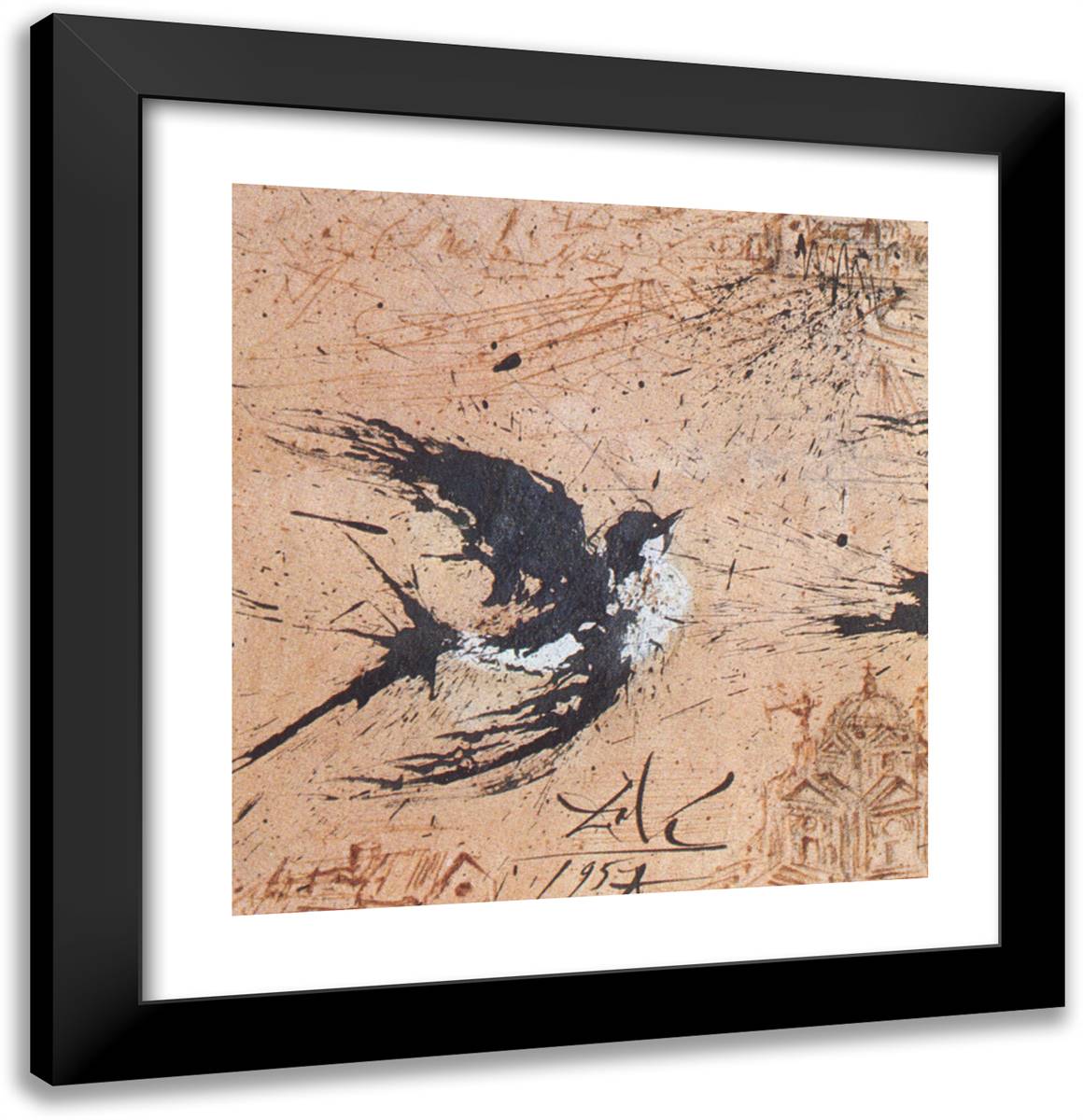 Swallow 20x21 Black Modern Wood Framed Art Print Poster by Dali, Salvador