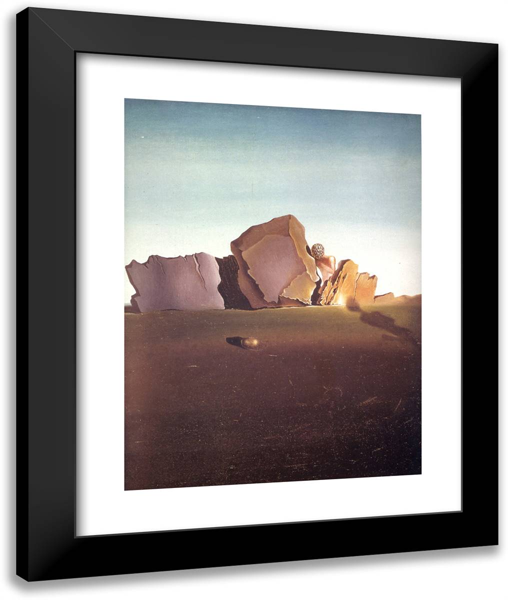 Symbiosis Between the Head and Shell 20x24 Black Modern Wood Framed Art Print Poster by Dali, Salvador