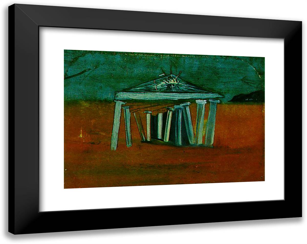 Temple - Sketch for a Set Design 24x19 Black Modern Wood Framed Art Print Poster by Dali, Salvador