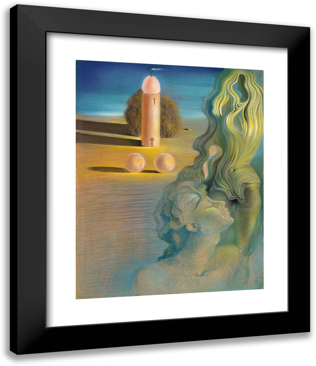 The Anthropomorphic Tower 20x24 Black Modern Wood Framed Art Print Poster by Dali, Salvador