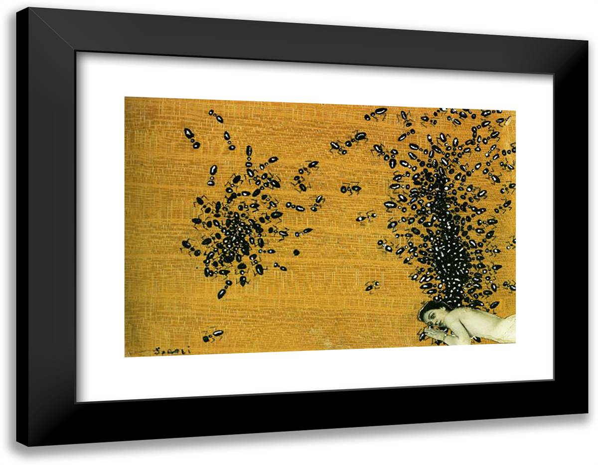 The Ants 24x19 Black Modern Wood Framed Art Print Poster by Dali, Salvador