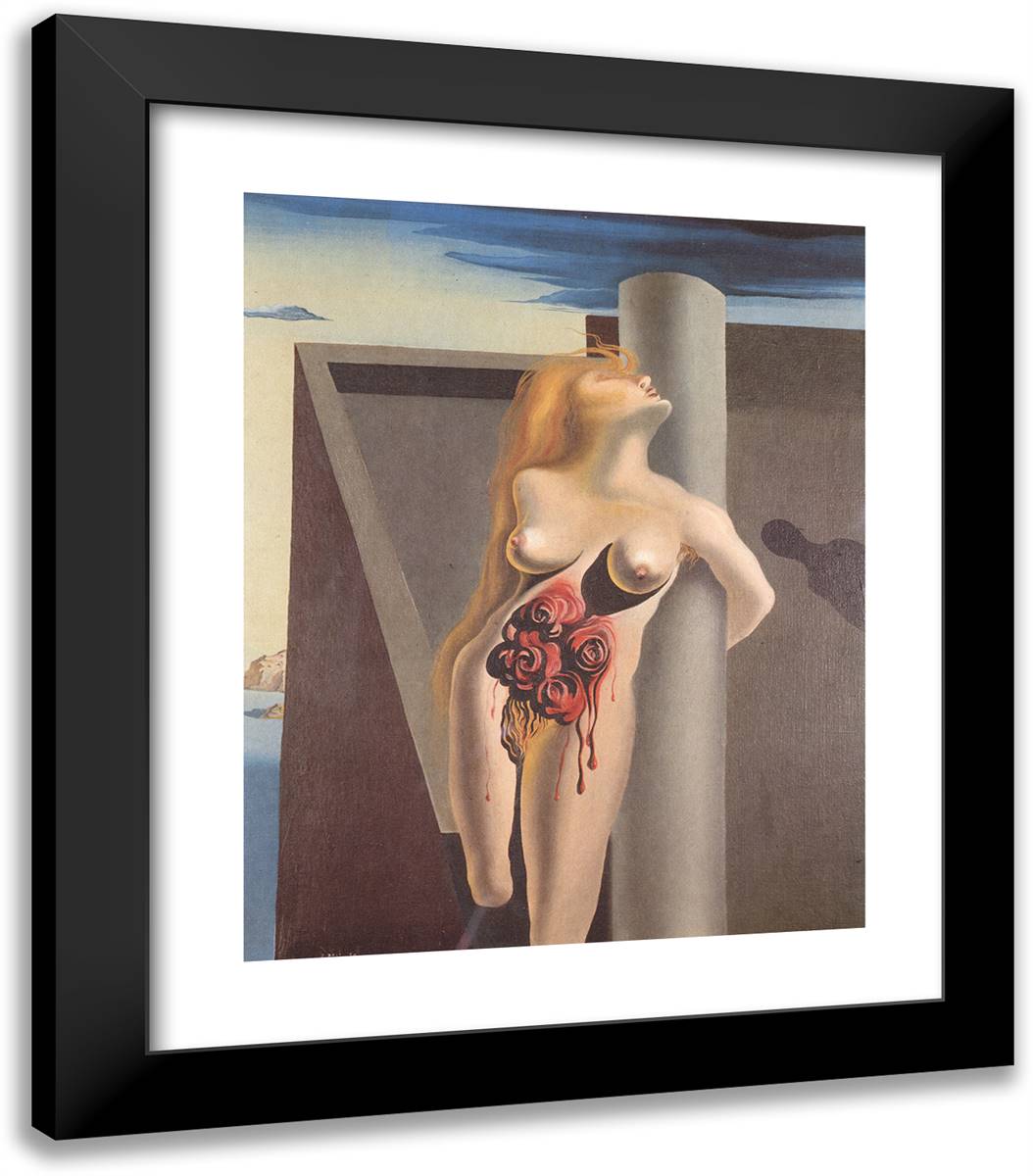 The Bleeding Roses 20x23 Black Modern Wood Framed Art Print Poster by Dali, Salvador