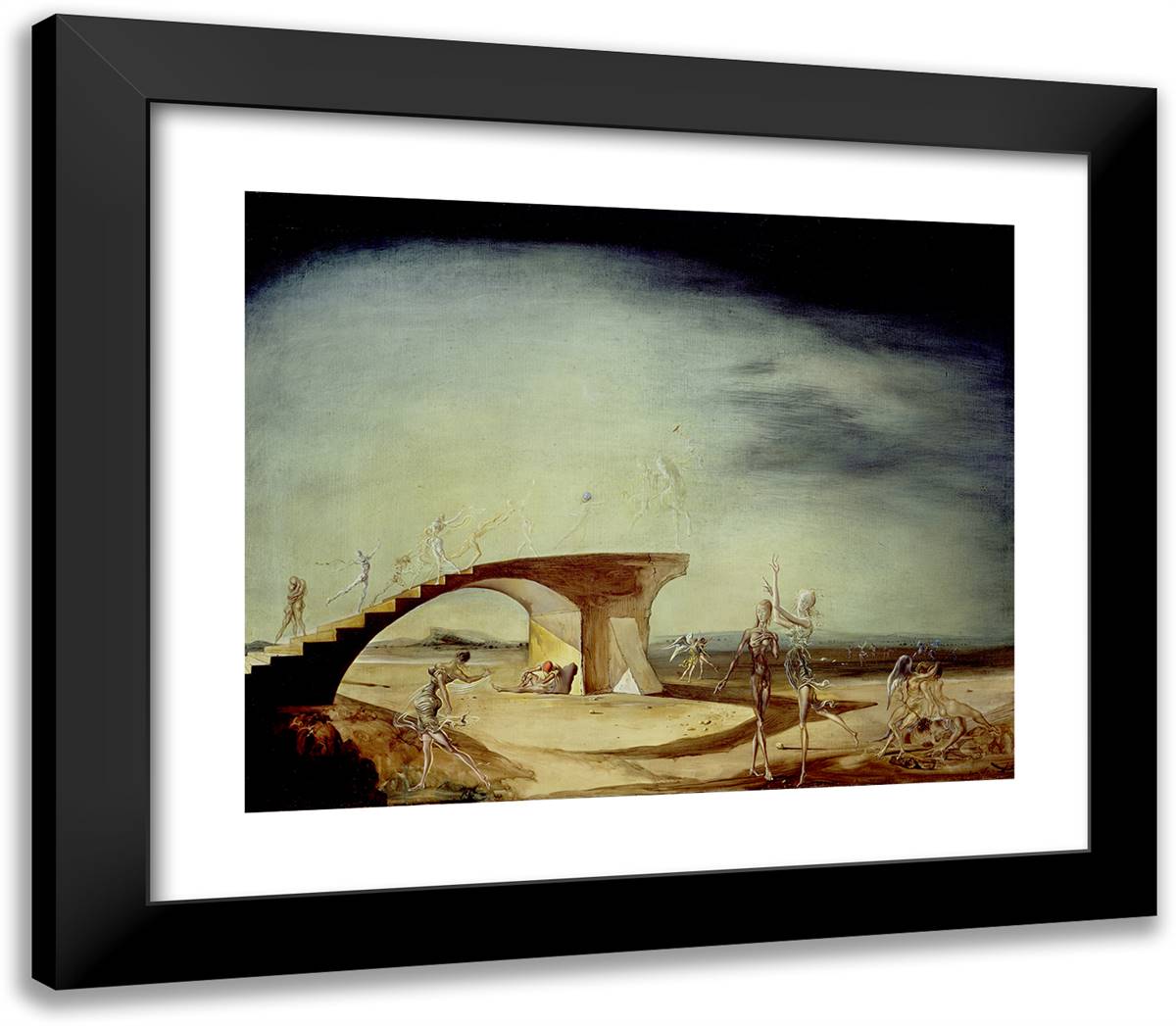 The Broken Bridge and the Dream 23x20 Black Modern Wood Framed Art Print Poster by Dali, Salvador