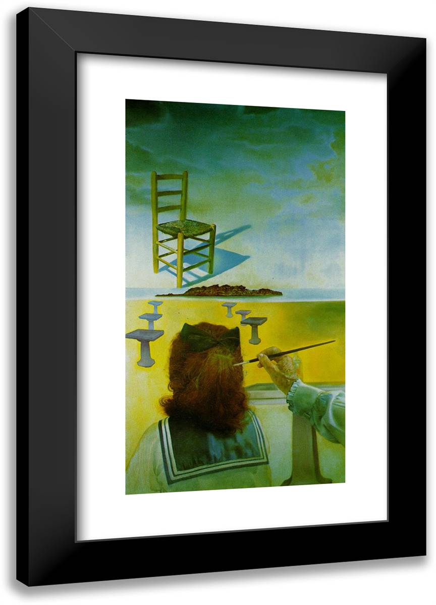 The Chair (Stereoscopic Work, Right Component) 16x24 Black Modern Wood Framed Art Print Poster by Dali, Salvador