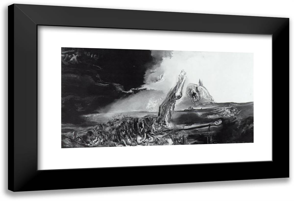 The Cheerful Horse 24x16 Black Modern Wood Framed Art Print Poster by Dali, Salvador