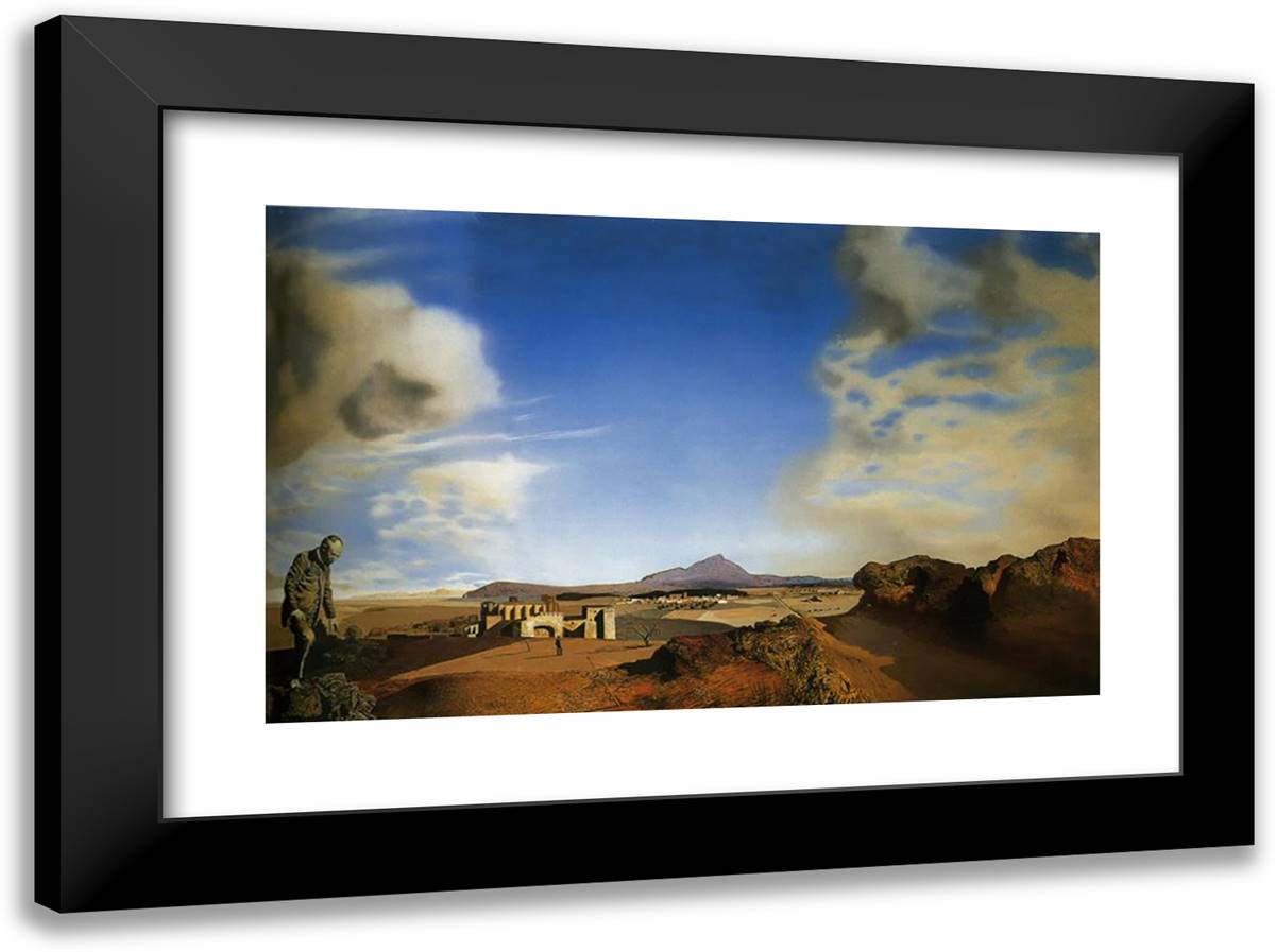 The Chemist of Ampurden in Search of Absolutely Nothing, 1936 (Oil on Panel) 24x18 Black Modern Wood Framed Art Print Poster by Dali, Salvador