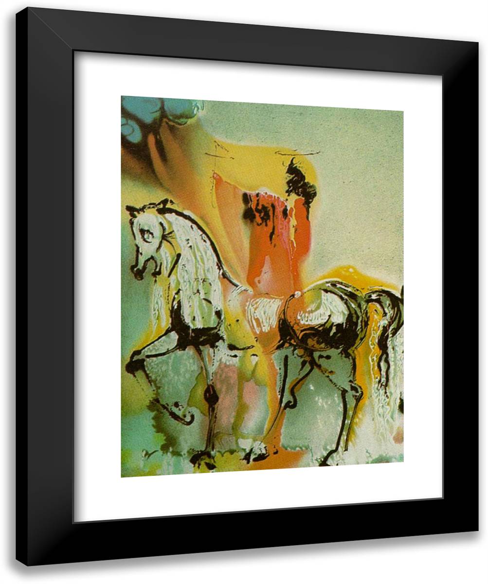 The Christian Knight (Dali's Horses) 20x24 Black Modern Wood Framed Art Print Poster by Dali, Salvador