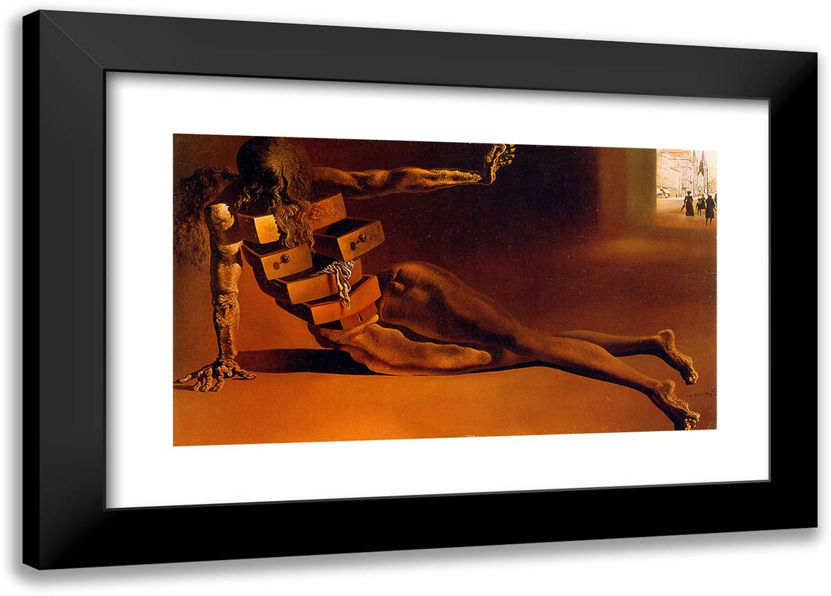 The City of Drawers 24x17 Black Modern Wood Framed Art Print Poster by Dali, Salvador