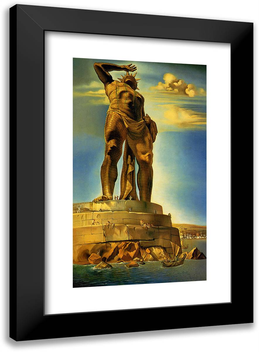 The Colossus of Rhodes 17x24 Black Modern Wood Framed Art Print Poster by Dali, Salvador