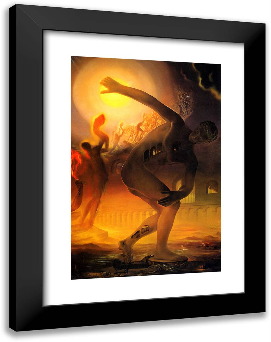 The Cosmic Athlete 18x24 Black Modern Wood Framed Art Print Poster by Dali, Salvador
