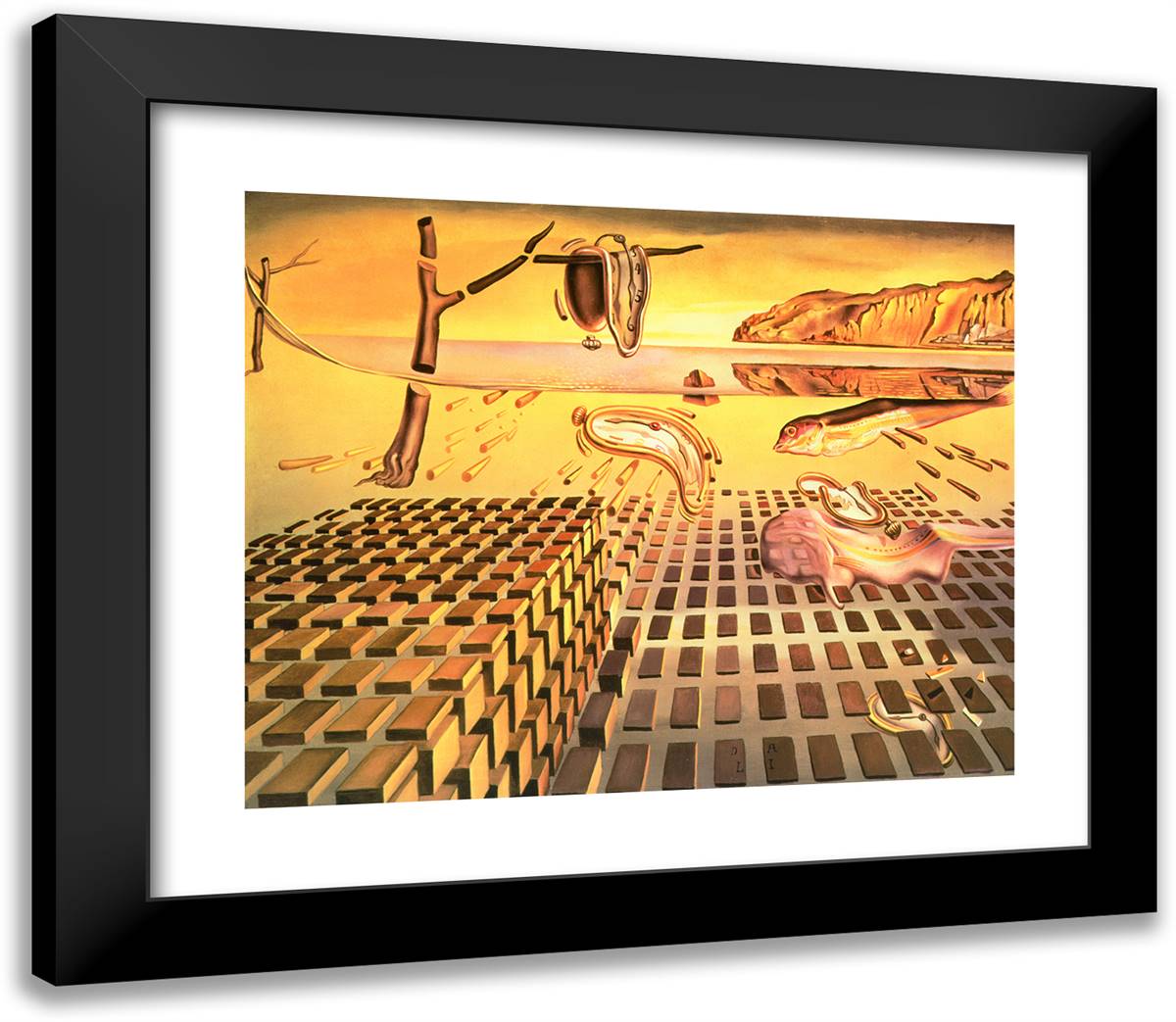 The Disintegration of the Persistence of Memory 23x20 Black Modern Wood Framed Art Print Poster by Dali, Salvador