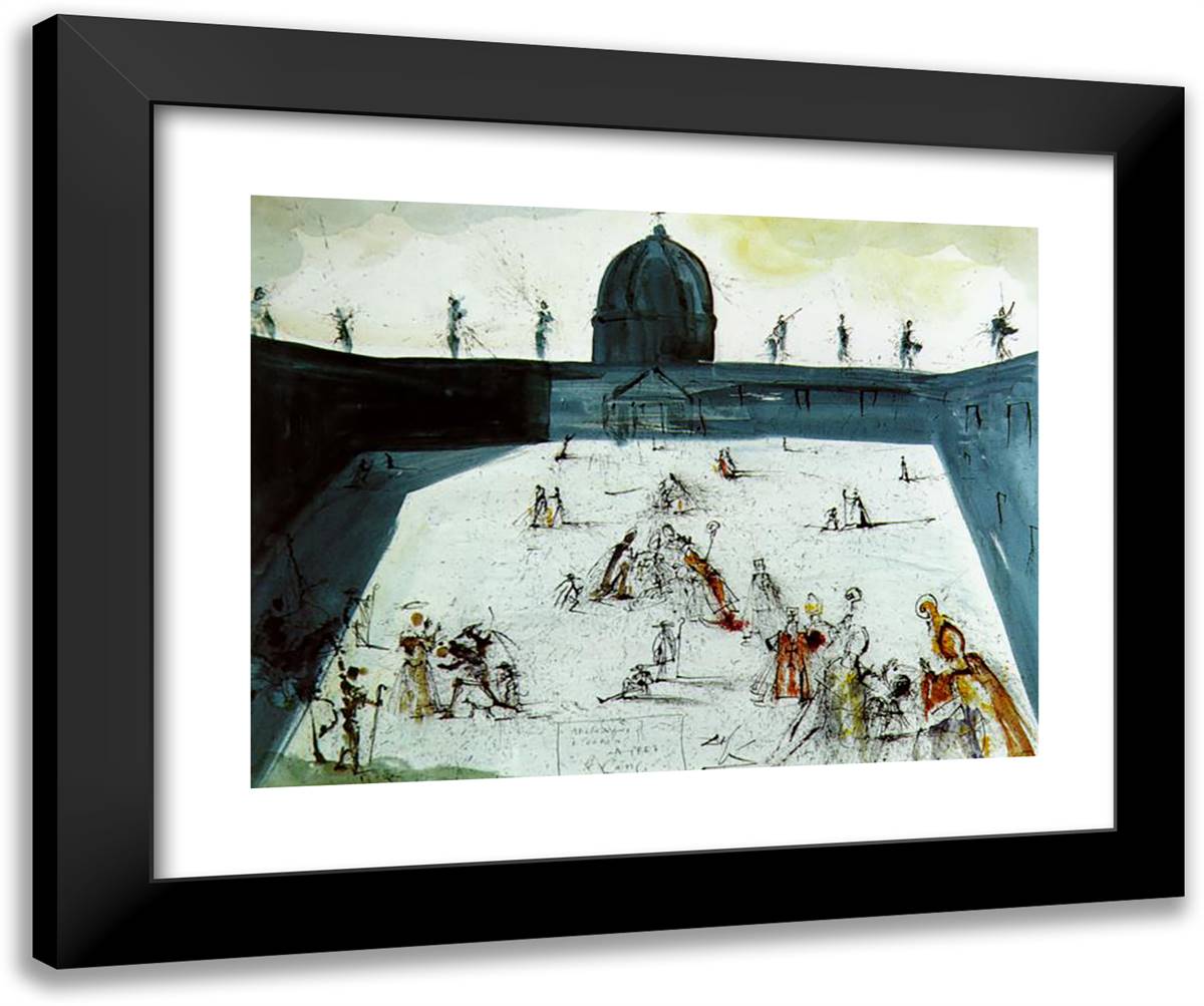 The Ecumenical Council 24x20 Black Modern Wood Framed Art Print Poster by Dali, Salvador