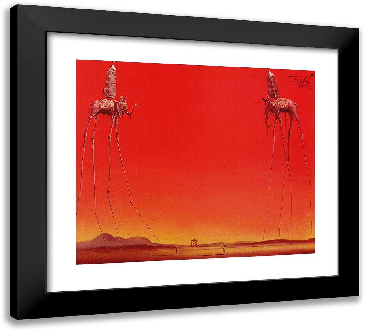The Elephants 22x20 Black Modern Wood Framed Art Print Poster by Dali, Salvador
