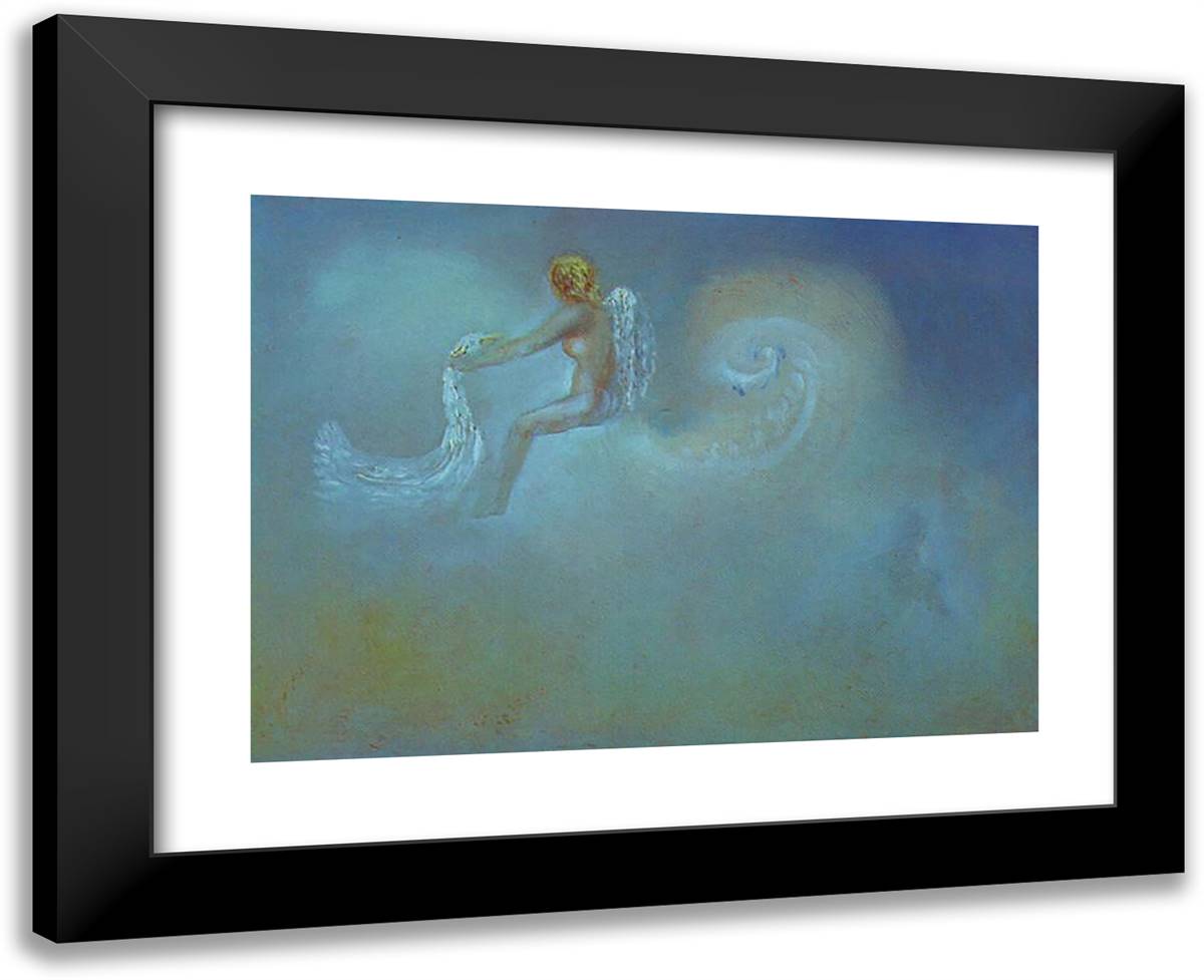 The Gaseous Swan 24x20 Black Modern Wood Framed Art Print Poster by Dali, Salvador