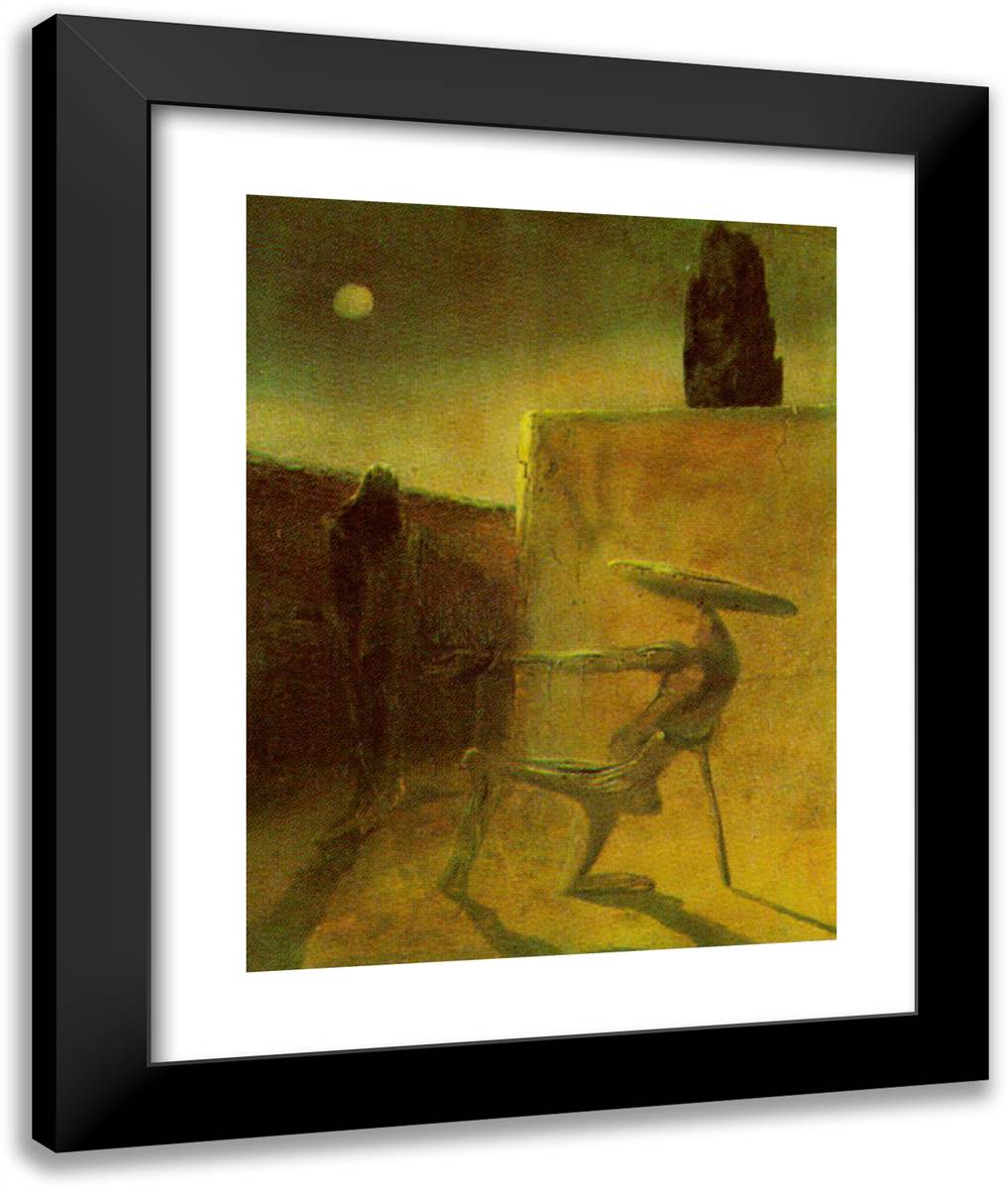 The Ghost of Vermeer Van Delft 20x24 Black Modern Wood Framed Art Print Poster by Dali, Salvador
