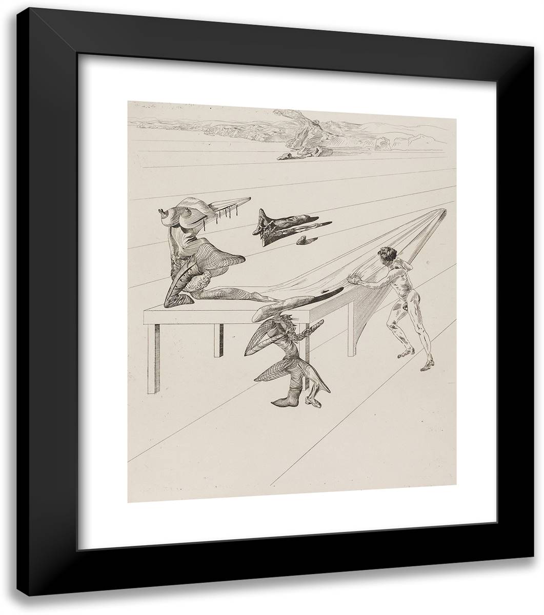 The Grasshopper 20x23 Black Modern Wood Framed Art Print Poster by Dali, Salvador