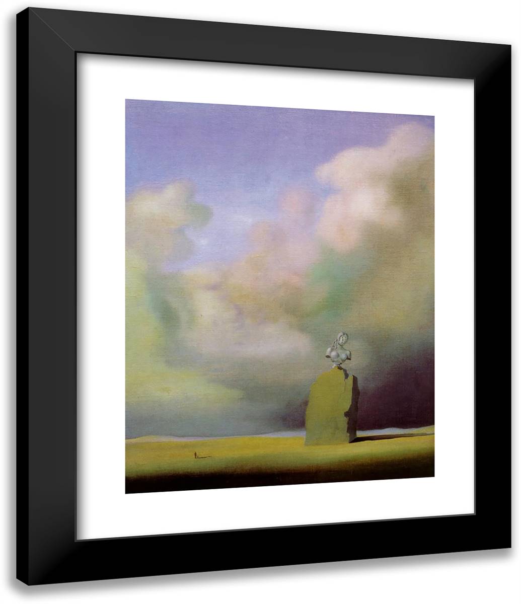 The Hour of the Crackled VIsage 20x24 Black Modern Wood Framed Art Print Poster by Dali, Salvador