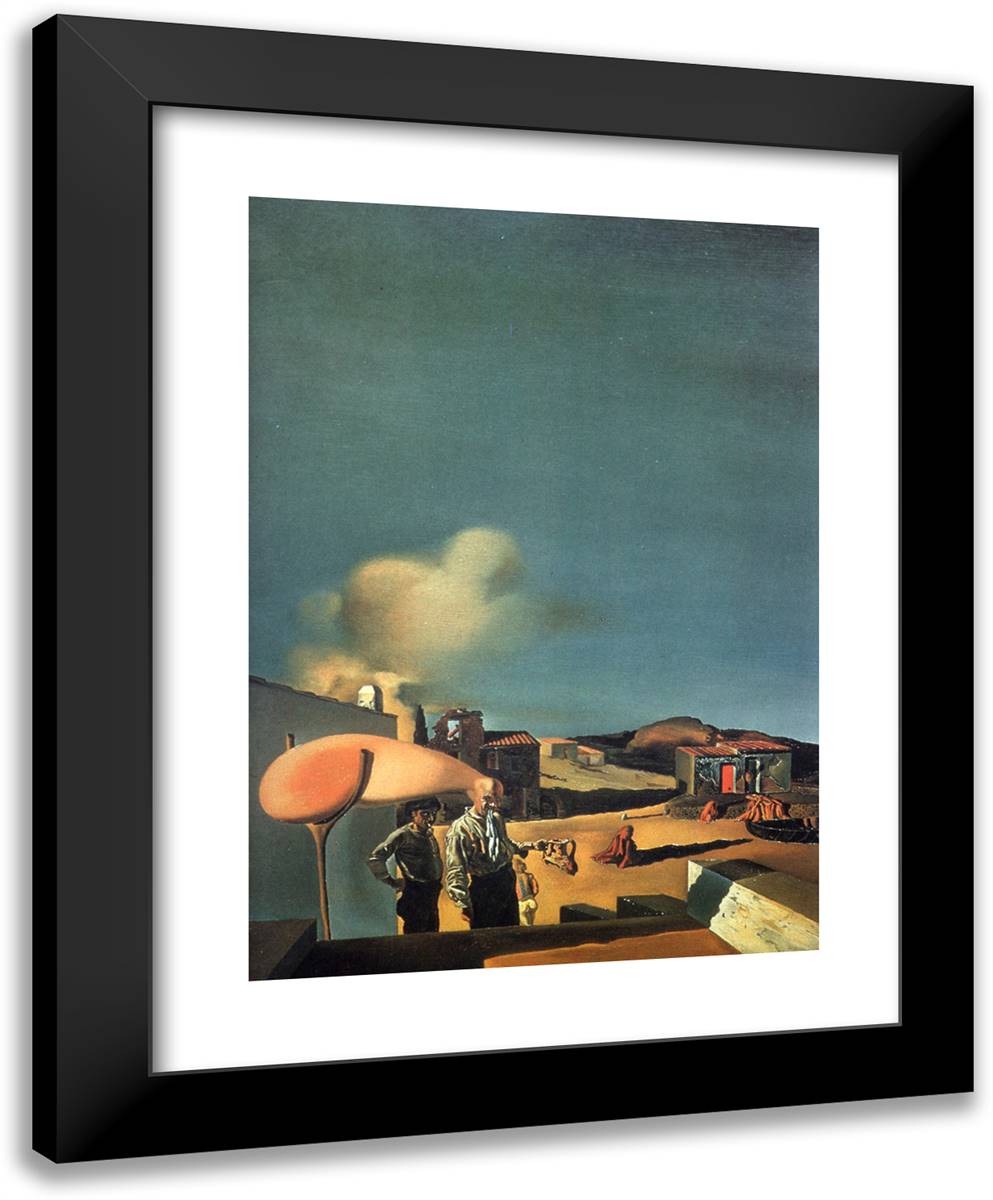 The Invisible Harp, Fine and Medium.Harpe Invisible Fine Et Moyenne 19x24 Black Modern Wood Framed Art Print Poster by Dali, Salvador