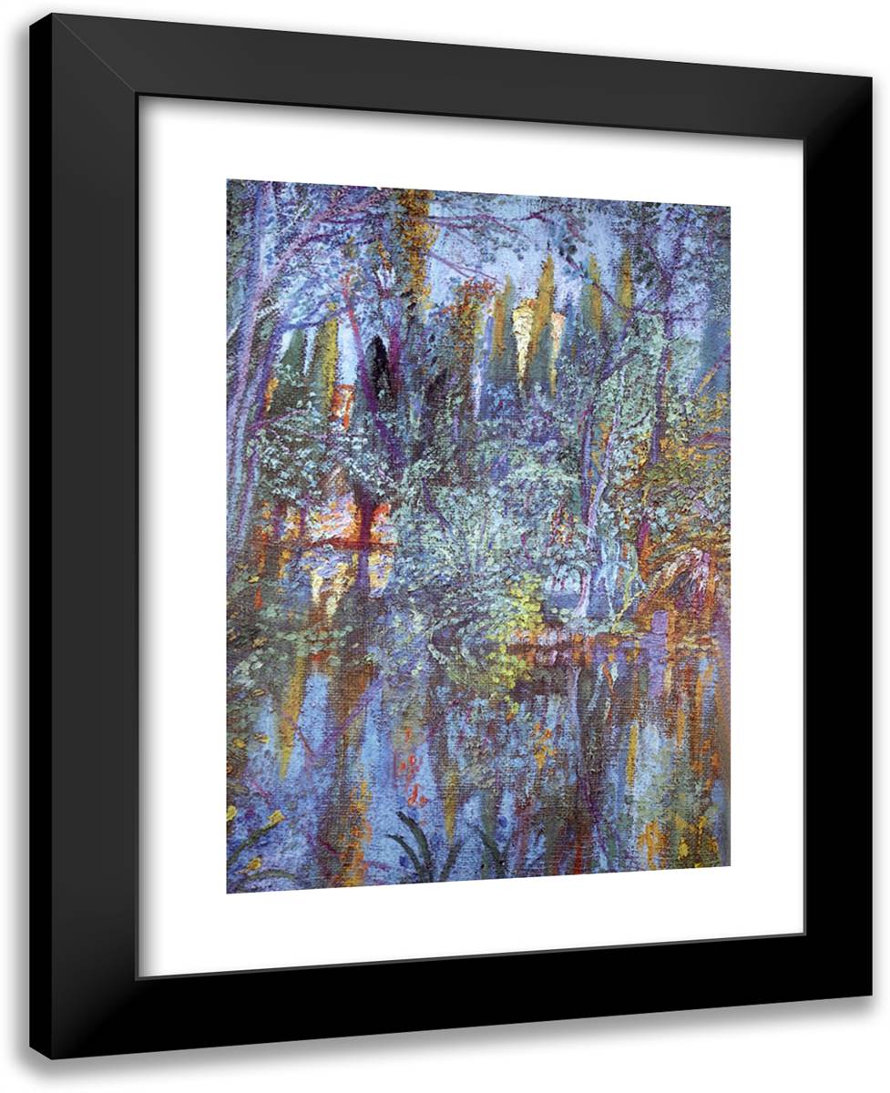 The Lake at VIlabertran 19x24 Black Modern Wood Framed Art Print Poster by Dali, Salvador