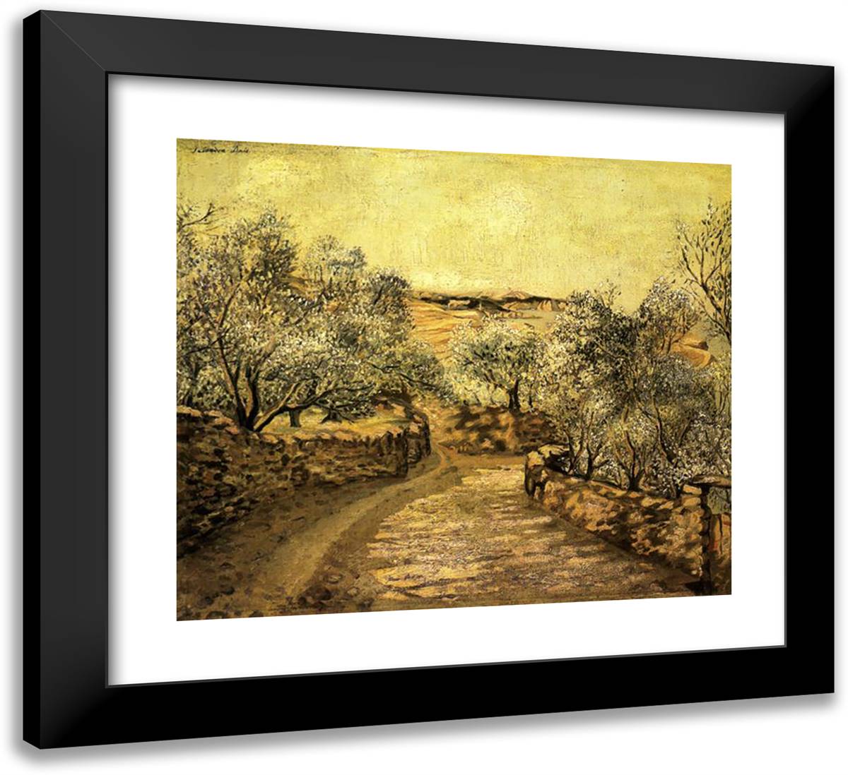 The Lane to Port Lligat with VIew of Cap Creus 22x20 Black Modern Wood Framed Art Print Poster by Dali, Salvador