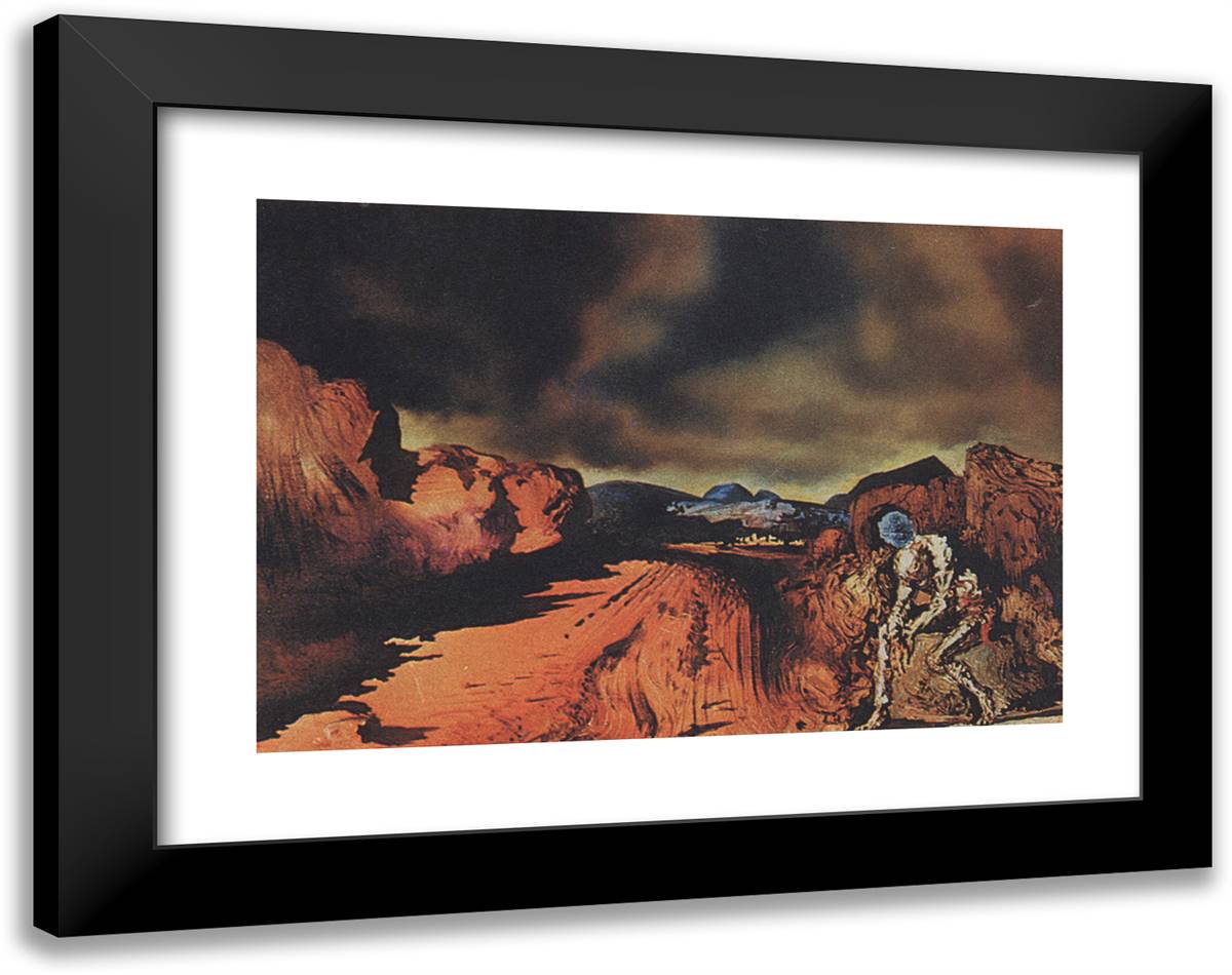 The Man with the Head of Blue Hortensias 24x19 Black Modern Wood Framed Art Print Poster by Dali, Salvador